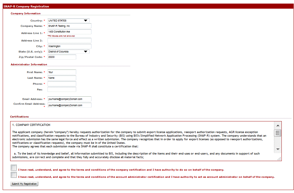 Registration Page Example 