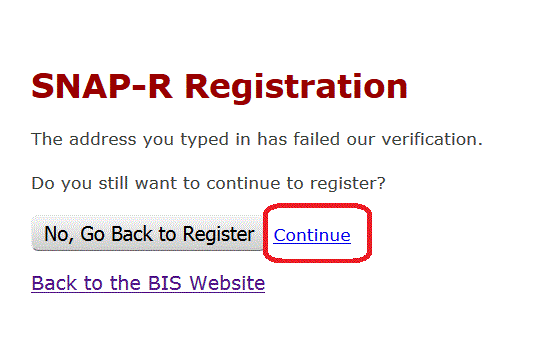 Registration Address Failed 