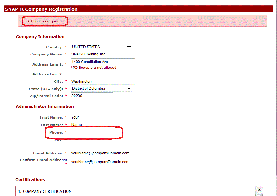 Registration Page Error 